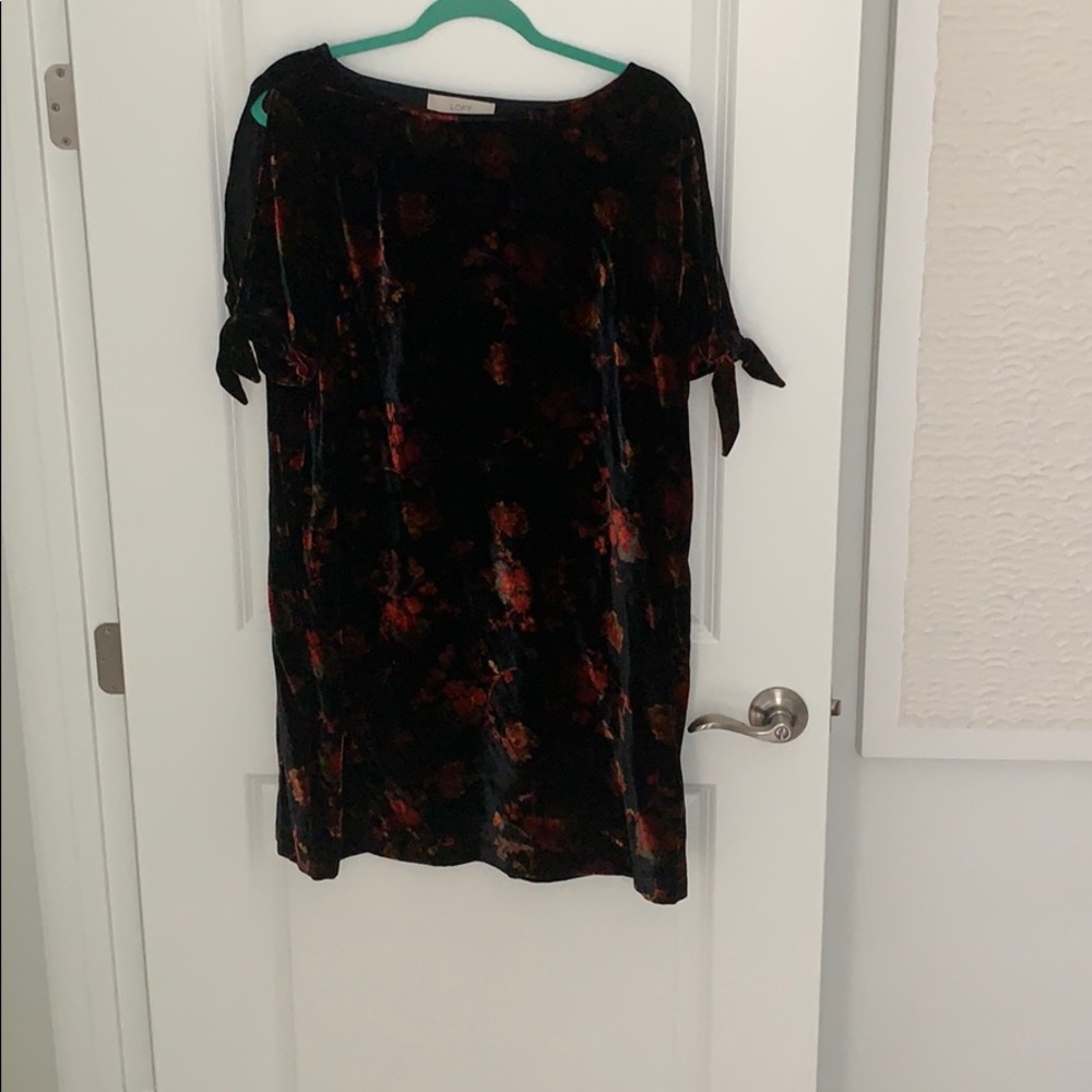 Loft Velvet Floral Shift Dress